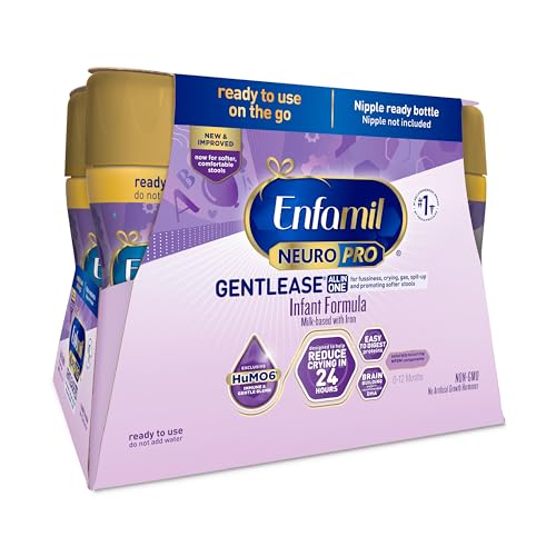 Enfamil NeuroPro Gentlease Ready-to-Feed with Smaller Proteins for Easy Digestion,Brain Supporting DHA, HuMO6* Blend, Baby Formula for easing Fussiness, Gas, Spit-up in 24hrs,8 Fl Oz Bottles (6 Count)