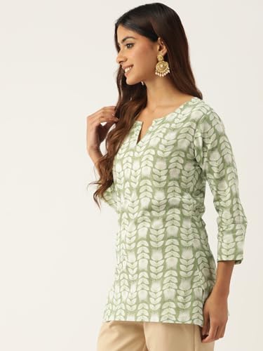 Image of feranoid Designer V-Neck Short Straight Kurti with 3Quarter Sleeves