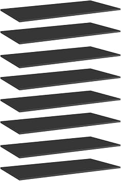 Bookshelf Boards 8 pcs High Gloss Black 31.5"x11.8"x0.6" Bookshelf Boards Replacement,Wall Storage Shelves for Bedroom, Living Room, Bathroom, Kitchen, Hallway, Office,Engineered Wood