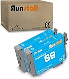 Run Star 2 Pack Remanufactured for 69 T069 Cyan Ink Cartridge for Epson 69 T069 use for Epson Stylus C120 CX5000 CX6000 CX8400 CX9400 NX110 NX300 NX400 NX415 Workforce 30 610 Printer (2 Cyan)
