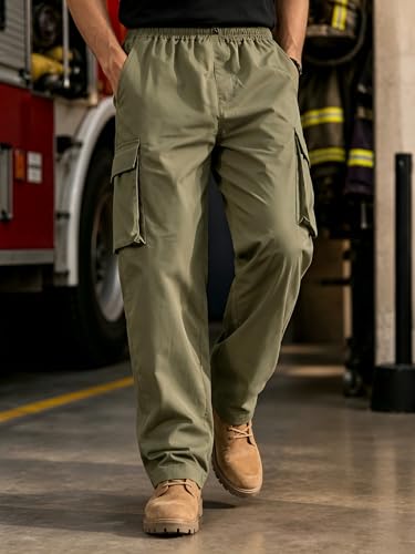 Image of Men's Cargo Pants Flame Resistant Multi-Pocket Big Tall Relaxed Work Pants | Reinforced Stitching,Greater Range of Motion