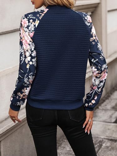 GORGLITTER Women's Bomber Jacket Coat Floral Long Sleeve Zip Up Lightweight Fall Fashion Jackets Outfits 20252