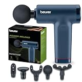Beurer PowerReload Pistolet de massage, massage des points de déclenchement pour régénération, appareil de massage musculaire puissant avec 5 embouts, 5 niveaux d’intensité, extrêmement silencieux