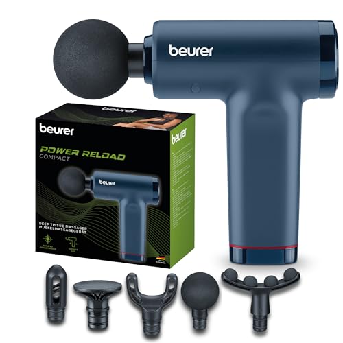 Miniatura 7 de Beurer PowerReload pistola de masaje, masaje de puntos gatillo para relajación y regeneración, potente dispositivo de masaje muscular con 5 cabezales, 5 niveles de intensidad,extremadamente silenciosa