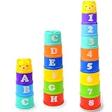 Gender:Unisex TOPCOMWW 9 Pcs Fun Mini Stacking Cup 6month Baby Educational Toys Figures Letters Foldind Stack Cup Tower Children Early Intelligence Hot