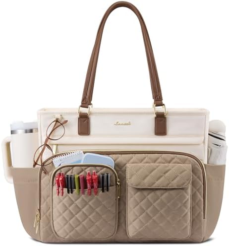 LOVEVOOK Tote Bag, Work Bags for Women with Large Cup Holder, Lar...
