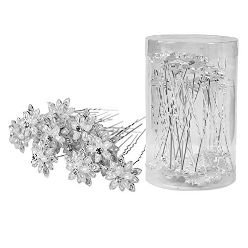 Yantu Womens Flower Hair Pins Bridal Wedding Hair Pin With Crystal (Pack Of 20) (Big Flower 1) #TOP6