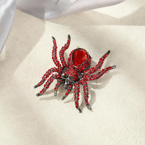 Image of EVER FAITH Women's Austrian Crystal Vintage Style Halloween Gothic Spider Skull Brooch Pin