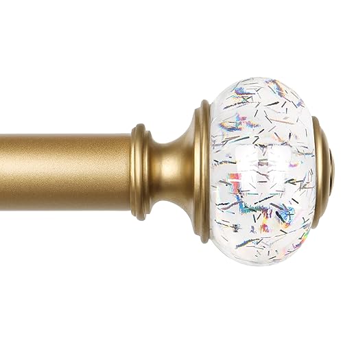 Kamanina 1 Inch Curtain Rod 48 To 86 Inches (2.6-7.1Ft), Gold Single Drapery Rods For Windows 54 To 82 Inches, Translucent Round Ends #TOP15
