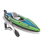 Intex 68305NP - Kayak Hinchable Challenger K1 con ...: Kayak hinchable Intex línea Challenger K1, diseñado para una persona (máximo 100 kg) y unas medidas de 274 x 76 x 33 cm En color verde y fabricado con material vinílico de gran calidad y resistencia de 0,75 mm de grosor y diseño aerodinámico para un ...