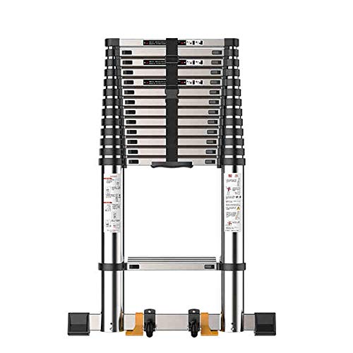 WGOOGA Escalera Larga telescópica 2.3m-5.3m Escalera de extensión telescópica Gruesa de Aluminio Escalera portátil Multiusos for escaladores Constructores de viviendas Carga del ático 150kg Cover