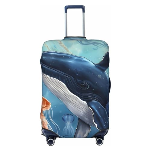 Sea whale & jellyfish Print Fashionable Suitcase Cover Personalized Luggage Protector for Travel and Business