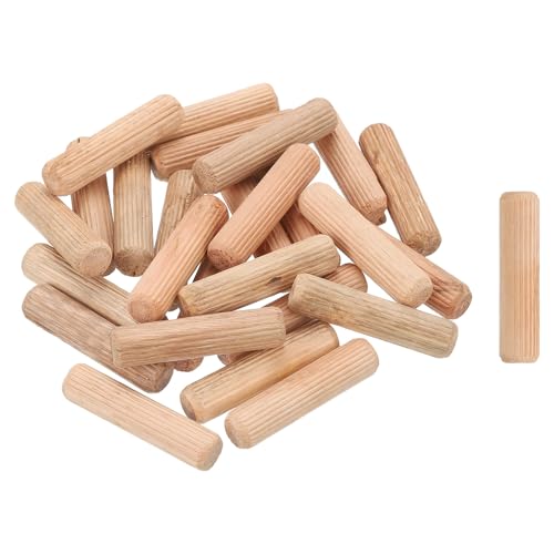 sourcing map Lot de 100 chevilles en bois cannelé avec extrémités biseautées pour meubles, loisirs créatifs - 12 mm x 50 mm