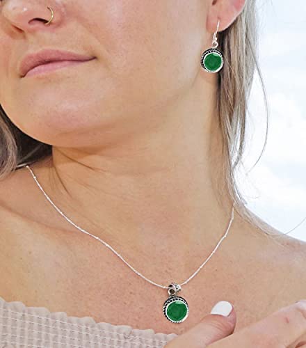 image for Sivalya AURORA Emerald Jewelry Set in Sterling Silver - Natural Green 