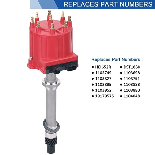 AiYiGu Ignition Distributor w/Cap & Rotor Big Blocks Small Blocks Compatible with 1987-1997 Chevy GMC 5.0L 5.7L 7.4L C/K Pickup Truck Van Camaro 305 350 454 HEI652R Red Cap