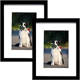 PEALSN 5x7 Picture Frame Set of 2, Made of High Definition Real Glass, Display 4x6 with Mat or 5x7 W