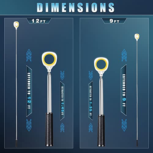 Chmapkey Two-Sided 6Ft / 9Ft / 12Ft / 14.5Ft Golf Ball Retriever Lite Version - Premium Stainless Steel Telescopic Golf Ball Picker (14.5Ft, Yellow) #TOP5