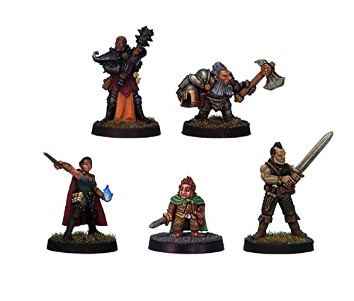 Grinning Gargoyle Adventurers Pack - 28mm White Metal Tabletop Fantasy RPG Unpainted Miniatures - Paintable Player Character Figures - DnD Icons of the Dungeons and Dragons Minis (Company)