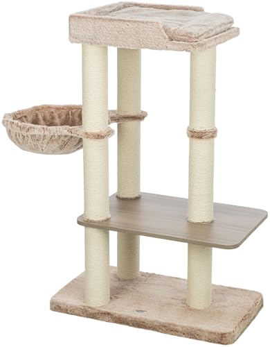 Trixie Arbre à Chat Sienna – Tour à Chat Multi-Niveaux avec Plateformes rembourrées et poteaux à griffer entièrement enveloppés, 105 cm, Taupe, Confortable et Stable – 48154