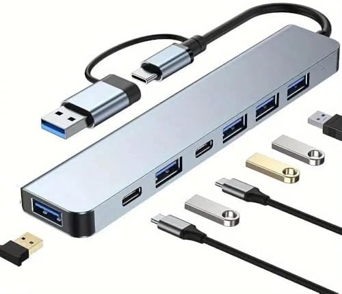 Hub USB-C e USB-A 3.0, Adaptador 7 em 2, Portátil, Veloz e Multif...