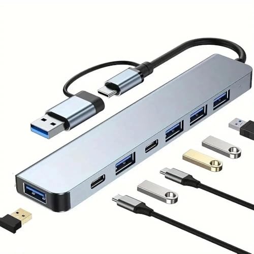 Hub USB-C e USB-A 3.0, Adaptador 7 em 2, Portátil, Veloz e Multif...