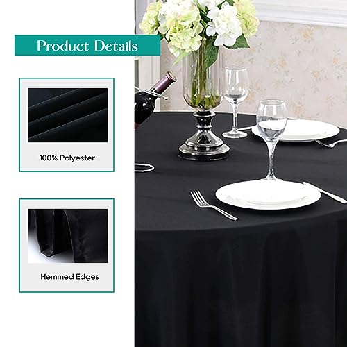 Surmente 132 inch Round Tablecloths -2 Pack Black Round Table Cloths, Polyester Fabric Table Covers for Wedding, Party, Banquet, or Restaurant by Surmente - Image 4