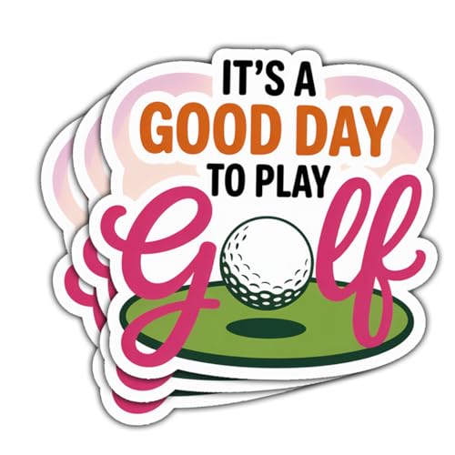 (3 Pcs) Pink Women Golf Stickers, Cute Pink Golf Cart & Girl Golfer Decals, Waterproof Vinyl for Laptop, Tumbler, Car, Gift for Women & Teen Girls