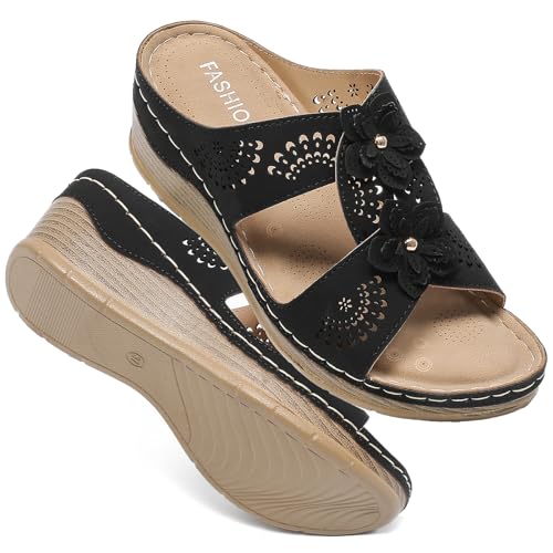 SHASINGGE Womens Wedge Sandals, Platform Sandal Dressy Summer Slides Comfortable Walking Shoes, Soft Casual Orthopedic Sandals Shoes for Women