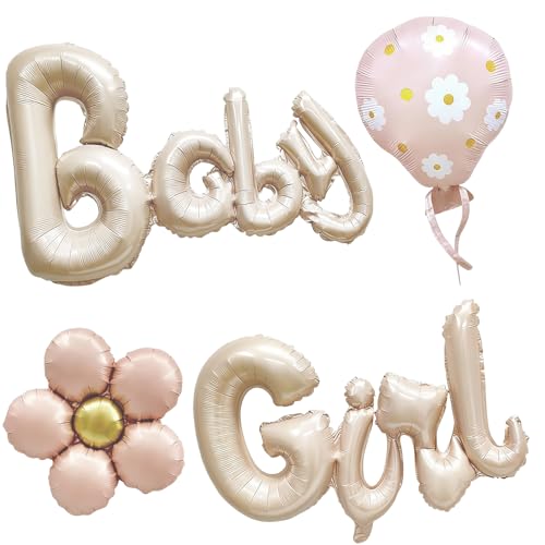 Baby Girl Luftballons Babyparty Deko Mädchen Set mit Folienballons Gender Reveal Party Deko Baby Shower Dekoration Rosa Gold für Willkommen zuhause Baby Krankenhaus Fotoshooting