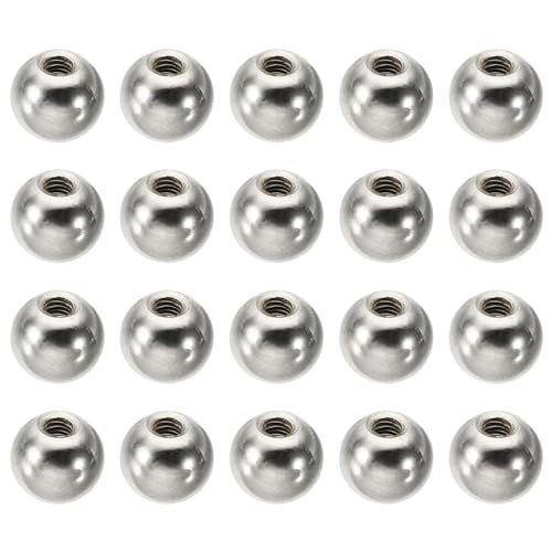 PATIKIL M3x0.5mm Ball Nuts Knob, 20 Pack Carbon Steel Drilling Ball Caps Blind Hole Handle Nut Decoration for Furniture Lamp or DIY Project, Silver Tone