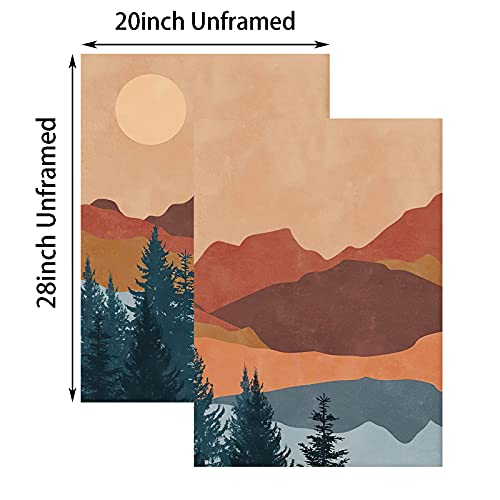 Vlejoy Boho Abstract Nordic Posters And Prints Terracotta Sun Mountain Wall Art Canvas Painting Line Sunset Art Picture Decor 20X28Inchx2 No Frame #TOP1