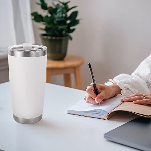 Sollasy 20 Oz Tumbler Coffee Tumbler Stainless Steel Vacuum Insulated Tumbler With Lid Water Glasses Cups For Tea Gifts Travel Mug For Hot And Cold Beverages Durable Leak-Proof White #TOP7