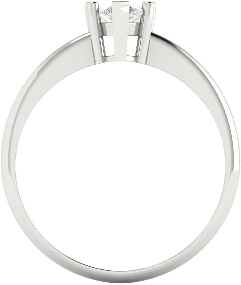 Clara Pucci 14K Solid Gold Ring for Women - 1 cttw Pear Cut Simulated Diamond White Gold Solitaire Anniversary Bridal Ring