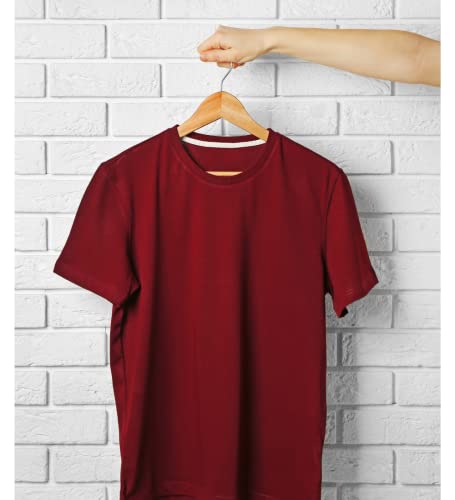 Image of Titox Regular Fit Pure Cotton Round Neck T-Shirt for Men & Women (Color: Maroon, Size: L)