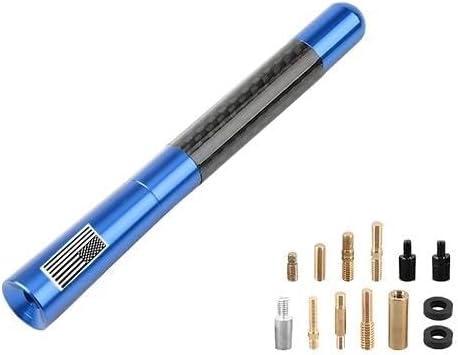4.7 Inch Carbon Fiber AM/FM Car Antenna, 9 Adapters, Blue