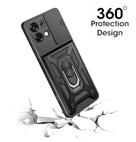 Image of Tough Armor Bumper Back Cover Case for Oppo F33 5G | Sliding Camera Cover, Kickstand & Ring Holder 360 Degree Protection Back Cover Case for Oppo F33 5G - Black