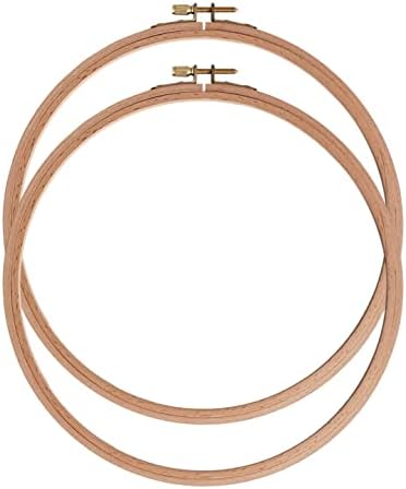 Ebherys Embroidery Hoops 2 PCS a Set, Beech Wood Round Hand Embroidery Hoops, Cross Stitch Hoops (9Inch(No Cloth))