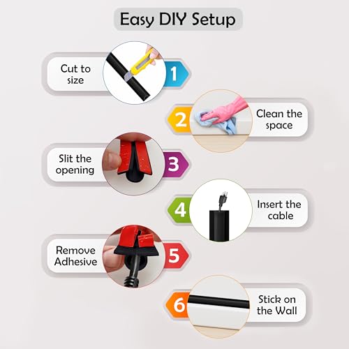 Rubber Bond TV Cord Hider Cable Protector - Strong Self Adhesive Wall Cord Cover Cable Hider - Low Profile Cable Management Wall Cord Concealer Cable Raceway by RUBBER BOND - Image 7