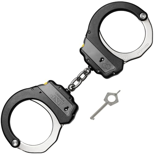ASP Identifier Ultra Plus Chain Handcuffs Double-Locking Colored Handcuffs Forged Aluminum Cuffs Police and Law Enforcement Gear Security Guard Equipment Grey