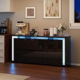 Rangement pratique : Ce meuble de rangement blanc et noir est équipé de quatre portes et de deux tiroirs, idéal pour ranger livres, objets de collection ou autres articles. Son espace de rangement généreux répond à vos besoins quotidiens. Parfait pour la salle à manger ou le salon.