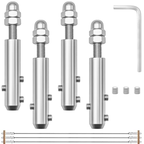 4 tensores de cuerda de acero inoxidable, tensor de cuerda de alambre para cable de acero de 6 mm, juego tensor de cuerda de alambre, abrazadera de cuerda de 6 mm, terminal de sujeción para fijación