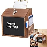 Abschließbare Holz Vorschlagsbox mit Schreibtafel und Einwurfslot Vielseitige Wahlurne & Spendenbox für Schule, Büro, Kirche, Restaurant und Events, Wand- oder Standmontage