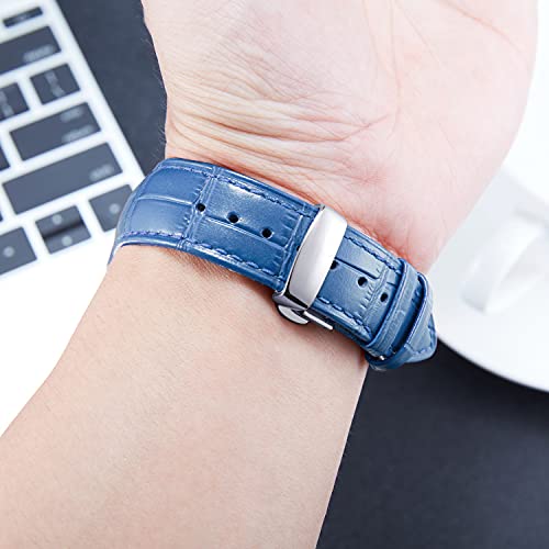 Calfskin Leather Quick Release Watch Band 10 Colors Replacement Alligator Strap With Silver Butterfly Deployment Buckle 12Mm 13Mm 14Mm 16Mm 17Mm 18Mm 19Mm 20Mm 21Mm 22Mm 23Mm 24Mm For Men Women #TOP4