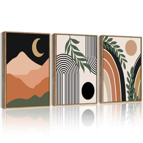 Drsoum Boho Wall Art Framed Bohemian Plant Wall Decor Abstract