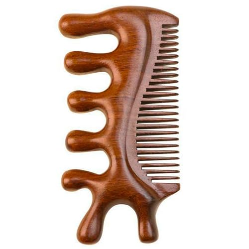 Peine de Masaje de Madera, Peine Raspador, Peine de Madera, Masajeador Del Cuero Cabelludo, Herramienta de Masaje de Cabeza, Masaje de Cabeza y Funciones de Peinado en Uno.