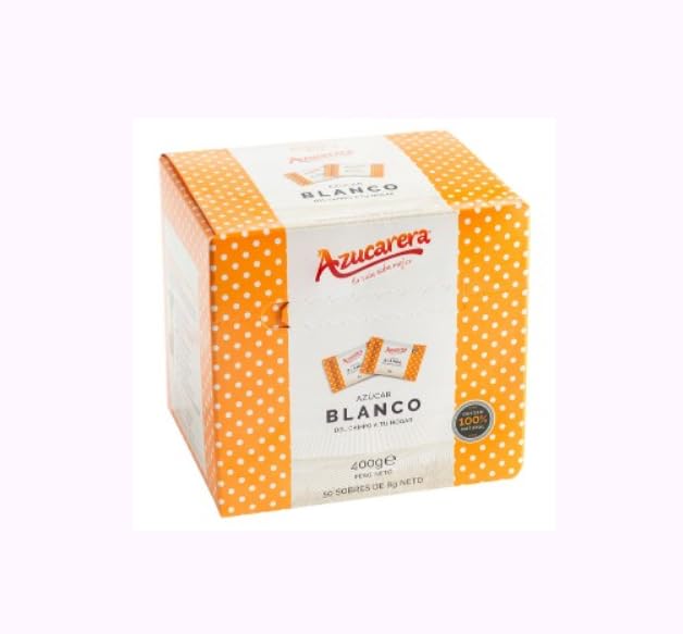Azucarera Weißer Zucker, 50 Portionsbeutel, 400g, 4er Pack, Kristalle Form