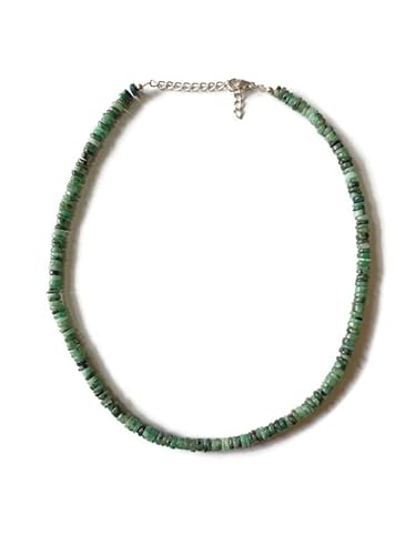 Natural Emerald Necklace 18 Inch With Sterling Silver Clasp, 90 Cts Heishi Tyre Beads, Emerald Necklace, Silver Jewelry, May Birthstone, Green, Graduated #TOP28