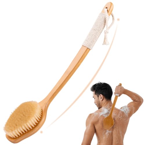 Bamboo Back Scrubber with Curved Handle