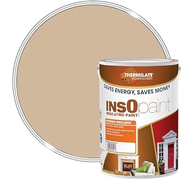 InsOpaint Advance Energy Saving Paint Beige 5L – Tough Acrylic Emulsion Wall & Ceiling Paint – Anti-Condensation, Mould Resistant, Low Odour, Eco-Friendly Thermal Insulating Interior Coating
