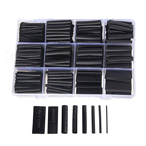 650pcs 2:1 Black Heat Shrink Tubing Kit + 2 Pack 3:1 1/2'' Heat Shrink Tube Kit, Wire Shrink Wrap Cable Sleeve Set, Long Lasting Insulation Cable Protector by YUKSY